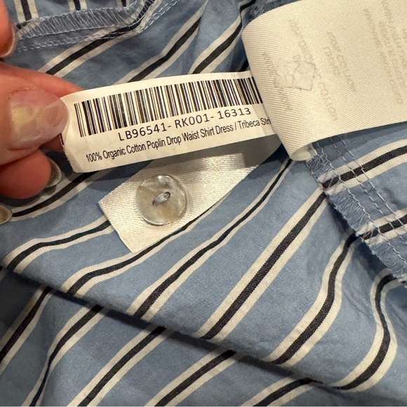 Quince 100% Organic Cotton Poplin Drop Waist Shirt Dress Blue Stripe size medium - Picture 8 of 11